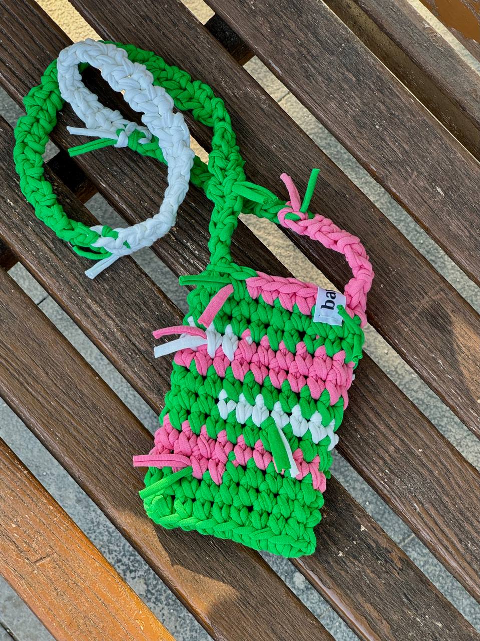 MOLLY BAG in green and flamingo colors